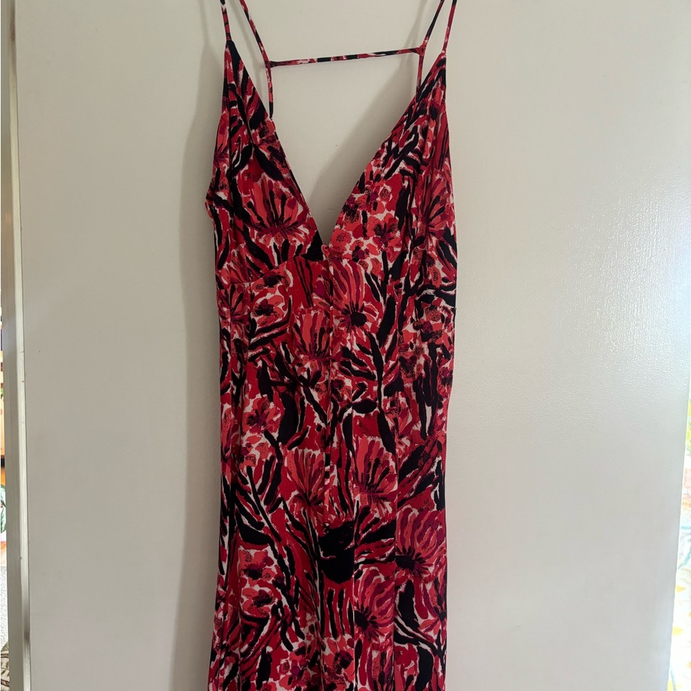 Free People Red and Black Floral Mini Dress